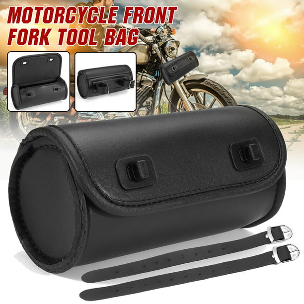 Motorcycle Front Fork Tool Pouch Luggage SaddleBag Leather Universal